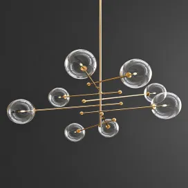 Glass Globe Mobile Arm Chandelier Gold
